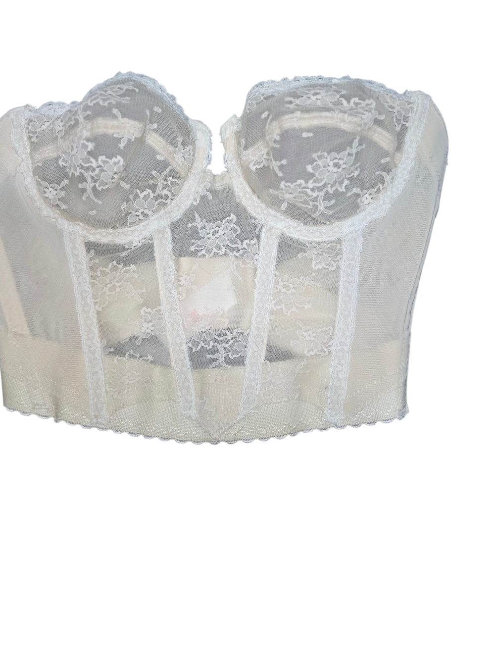 Vintage Backless Young Smoothie 34B Lace Bustier Corset Bra Ivory Bridal USA